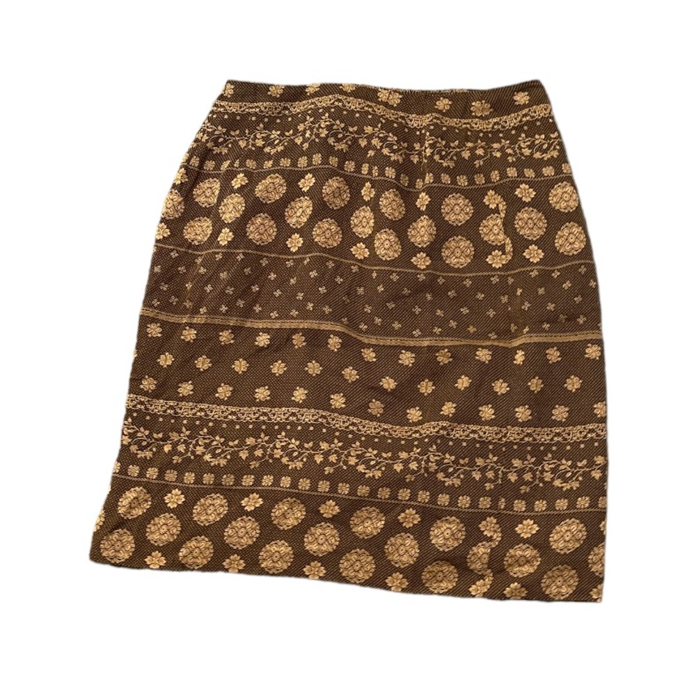 Talbots- Patterned Skirt Size 8 Brown Black Patterned Bodycon Skirt Mini Short